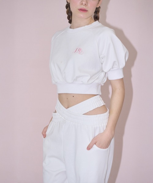 mieya mieya(ミーヤミーヤ)の「【mieya mieya】cross sweat pants/クロススウェットパンツ(スウェットパンツ・レディース・ホワイト・FREE)」の7枚目の写真
