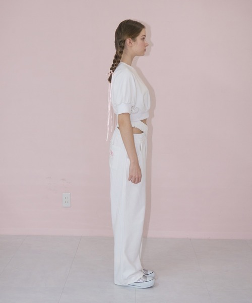 mieya mieya(ミーヤミーヤ)の「【mieya mieya】cross sweat pants/クロススウェットパンツ(スウェットパンツ・レディース・ホワイト・FREE)」の11枚目の写真