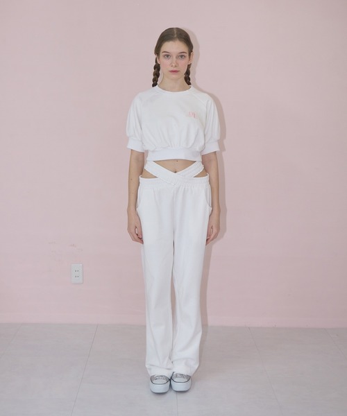 mieya mieya(ミーヤミーヤ)の「【mieya mieya】cross sweat pants/クロススウェットパンツ(スウェットパンツ・レディース・ホワイト・FREE)」の12枚目の写真