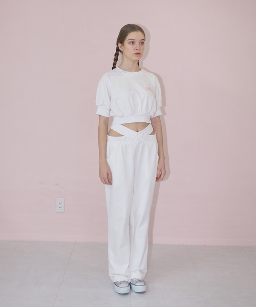 mieya mieya(ミーヤミーヤ)の「【mieya mieya】cross sweat pants/クロススウェットパンツ(スウェットパンツ・レディース・ホワイト・FREE)」の15枚目の写真