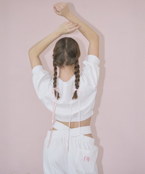 mieya mieya(ミーヤミーヤ)の「【mieya mieya】cross sweat pants/クロススウェットパンツ(スウェットパンツ・レディース・ホワイト・FREE)」の18枚目の写真