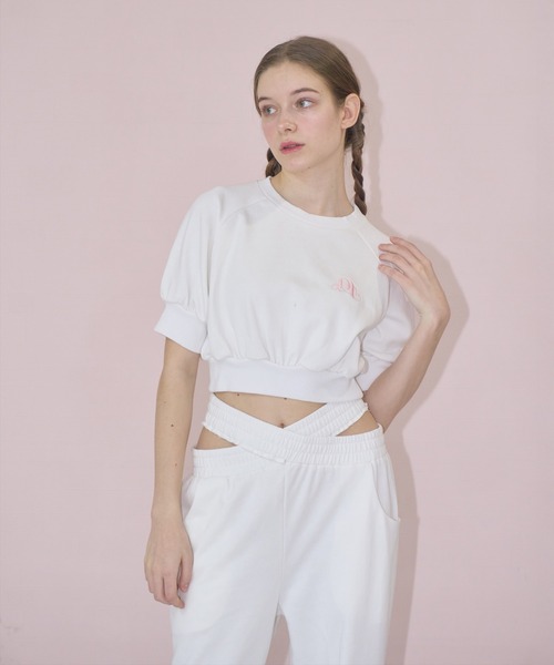 mieya mieya(ミーヤミーヤ)の「【mieya mieya】cross sweat pants/クロススウェットパンツ(スウェットパンツ・レディース・ホワイト・FREE)」の4枚目の写真