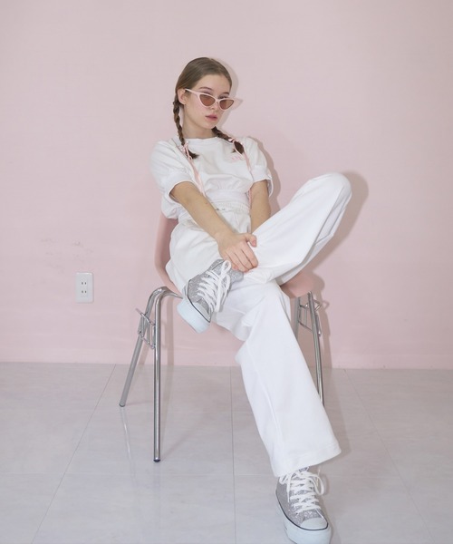 mieya mieya(ミーヤミーヤ)の「【mieya mieya】cross sweat pants/クロススウェットパンツ(スウェットパンツ・レディース・ホワイト・FREE)」の14枚目の写真