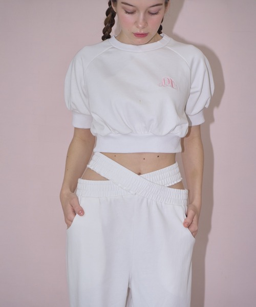 mieya mieya(ミーヤミーヤ)の「【mieya mieya】cross sweat pants/クロススウェットパンツ(スウェットパンツ・レディース・ホワイト・FREE)」の16枚目の写真