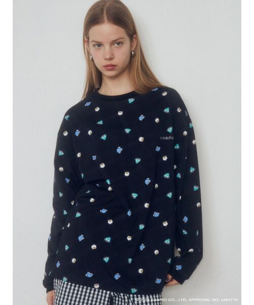 EMODA（エモダ）の「【はぴだんぶい】PATTERN OVER L/T&S-PT SET（Tシャツ/カットソー・レディース・ホワイト/ブラック・FREE）」の2枚目の写真