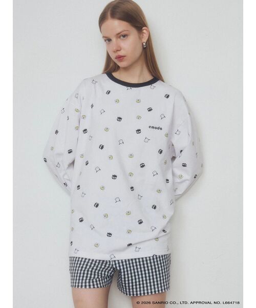 EMODA（エモダ）の「【はぴだんぶい】PATTERN OVER L/T&S-PT SET（Tシャツ/カットソー・レディース・ホワイト/ブラック・FREE）」の3枚目の写真