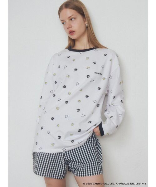 EMODA（エモダ）の「【はぴだんぶい】PATTERN OVER L/T&S-PT SET（Tシャツ/カットソー・レディース・ホワイト/ブラック・FREE）」の4枚目の写真