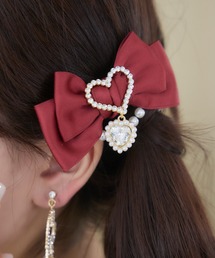 ROJITA | ハートビジュパール付きリボンクリップセット(バレッタ/ヘアクリップ)