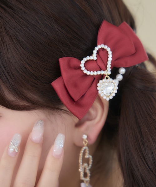 ROJITA(ロジータ)の「ハートビジュパール付きリボンクリップセット(バレッタ/ヘアクリップ・レディース・ブラック/ボルドー/ピンク・FREE)」の15枚目の写真