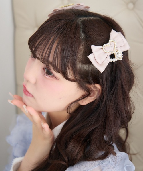 ROJITA(ロジータ)の「ハートビジュパール付きリボンクリップセット(バレッタ/ヘアクリップ・レディース・ブラック/ボルドー/ピンク・FREE)」の10枚目の写真
