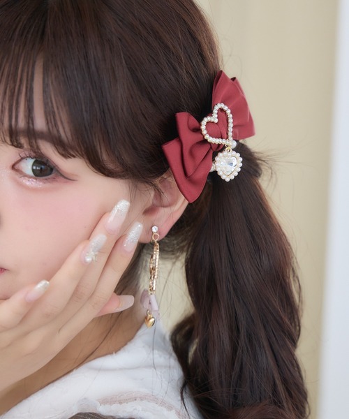 ROJITA(ロジータ)の「ハートビジュパール付きリボンクリップセット(バレッタ/ヘアクリップ・レディース・ブラック/ボルドー/ピンク・FREE)」の14枚目の写真