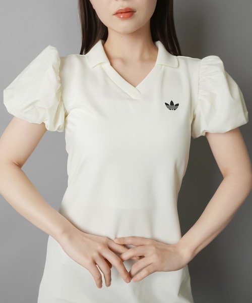 adidas（アディダス）の「【adidas/アディダス】ボリュームスリーブポロワンピース（ワンピース・レディース・ブラック/オフホワイト・M）」の6枚目の写真