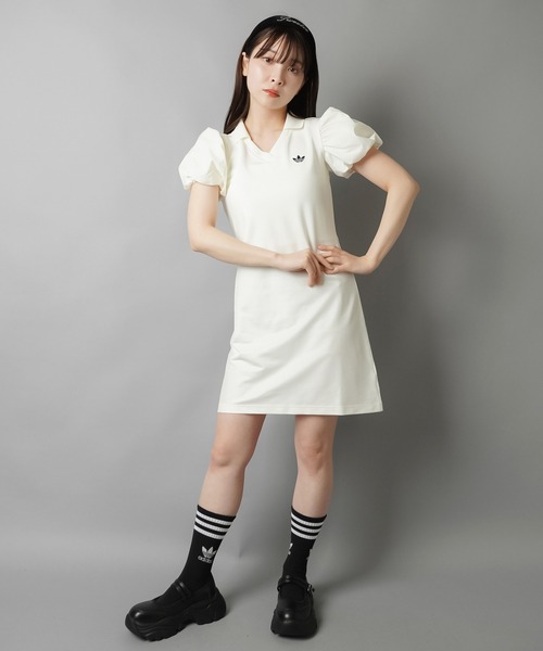 adidas（アディダス）の「【adidas/アディダス】ボリュームスリーブポロワンピース（ワンピース・レディース・ブラック/オフホワイト・M）」の7枚目の写真