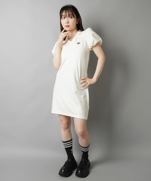 adidas（アディダス）の「【adidas/アディダス】ボリュームスリーブポロワンピース（ワンピース・レディース・ブラック/オフホワイト・M）」の8枚目の写真
