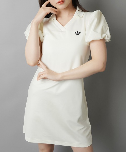 adidas（アディダス）の「【adidas/アディダス】ボリュームスリーブポロワンピース（ワンピース・レディース・ブラック/オフホワイト・M）」の3枚目の写真