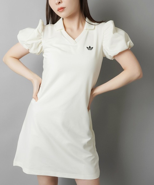 adidas（アディダス）の「【adidas/アディダス】ボリュームスリーブポロワンピース（ワンピース・レディース・ブラック/オフホワイト・M）」の4枚目の写真