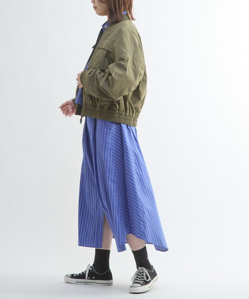 CONVERSE TOKYO(コンバーストウキョウ)の「GATHER SLEEVE MILITARY MA-1 JACKET(ブルゾン・レディース・ブラック/カーキ・FREE)」の12枚目の写真