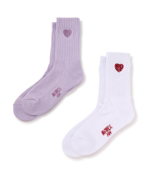 AVIREX(アヴィレックス)の「《直営店限定》HEART LOGO SOCKS(ソックス/靴下・レディース・ホワイト/ブラック・F)」の1枚目の写真