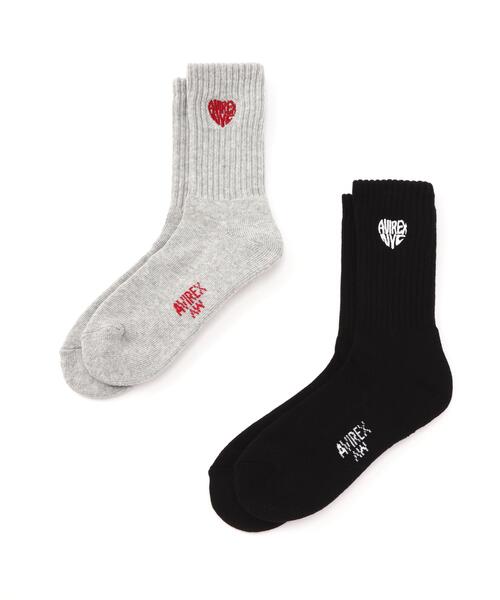 AVIREX(アヴィレックス)の「《直営店限定》HEART LOGO SOCKS(ソックス/靴下・レディース・ホワイト/ブラック・F)」の2枚目の写真