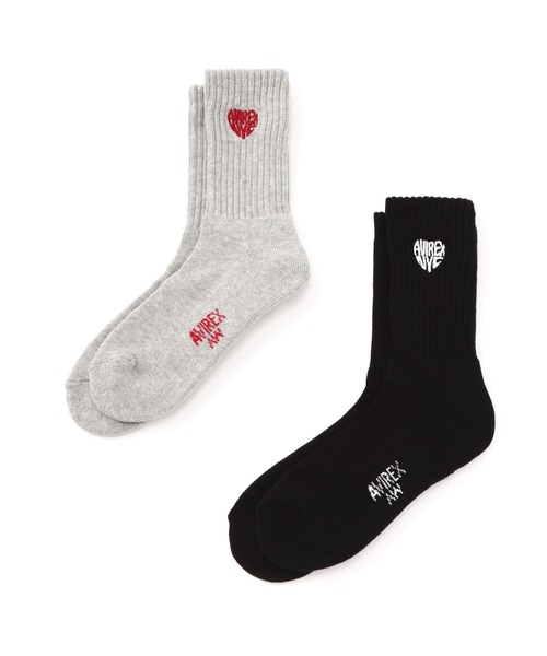 AVIREX（アヴィレックス）の「《直営店限定》HEART LOGO SOCKS（ソックス/靴下・レディース・ホワイト/ブラック・F）」の2枚目の写真