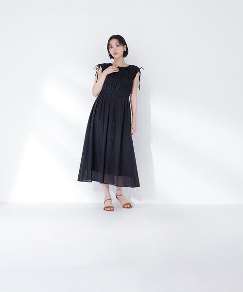NATURAL BEAUTY BASIC(ナチュラルビューティーベーシック)の「◇シアーチェックギャザーワンピース(ワンピース・レディース・オレンジ/イエロー/ブラック・P/S/MEDIUM)」の5枚目の写真
