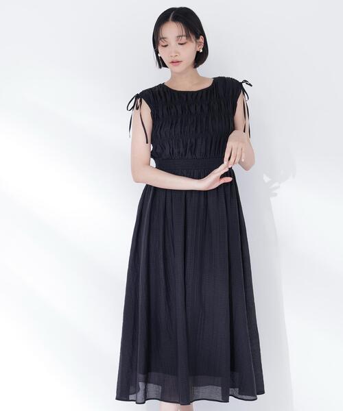 NATURAL BEAUTY BASIC(ナチュラルビューティーベーシック)の「◇シアーチェックギャザーワンピース(ワンピース・レディース・オレンジ/イエロー/ブラック・P/S/MEDIUM)」の12枚目の写真