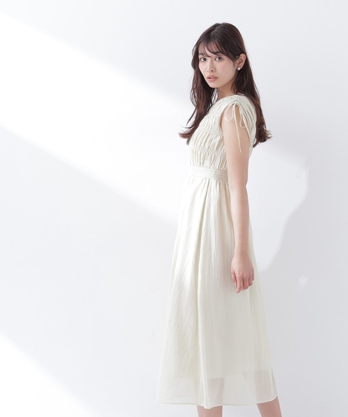 NATURAL BEAUTY BASIC(ナチュラルビューティーベーシック)の「◇シアーチェックギャザーワンピース(ワンピース・レディース・オレンジ/イエロー/ブラック・P/S/MEDIUM)」の15枚目の写真