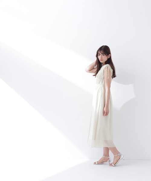 NATURAL BEAUTY BASIC(ナチュラルビューティーベーシック)の「◇シアーチェックギャザーワンピース(ワンピース・レディース・オレンジ/イエロー/ブラック・P/S/MEDIUM)」の18枚目の写真