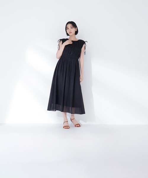 NATURAL BEAUTY BASIC(ナチュラルビューティーベーシック)の「◇シアーチェックギャザーワンピース(ワンピース・レディース・オレンジ/イエロー/ブラック・P/S/MEDIUM)」の5枚目の写真