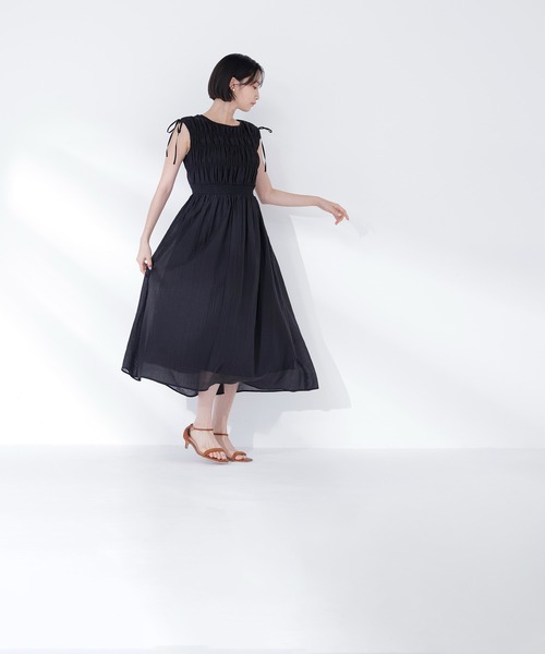 NATURAL BEAUTY BASIC(ナチュラルビューティーベーシック)の「◇シアーチェックギャザーワンピース(ワンピース・レディース・オレンジ/イエロー/ブラック・P/S/MEDIUM)」の8枚目の写真