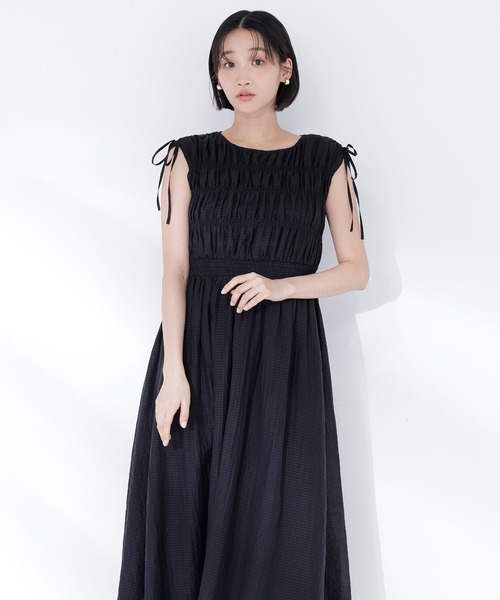 NATURAL BEAUTY BASIC(ナチュラルビューティーベーシック)の「◇シアーチェックギャザーワンピース(ワンピース・レディース・オレンジ/イエロー/ブラック・P/S/MEDIUM)」の9枚目の写真