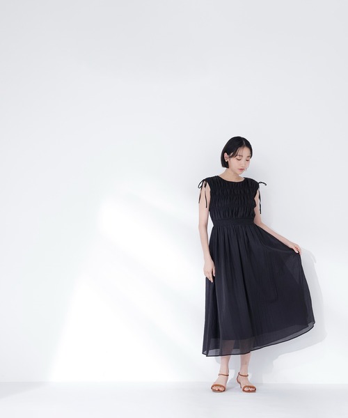 NATURAL BEAUTY BASIC(ナチュラルビューティーベーシック)の「◇シアーチェックギャザーワンピース(ワンピース・レディース・オレンジ/イエロー/ブラック・P/S/MEDIUM)」の10枚目の写真