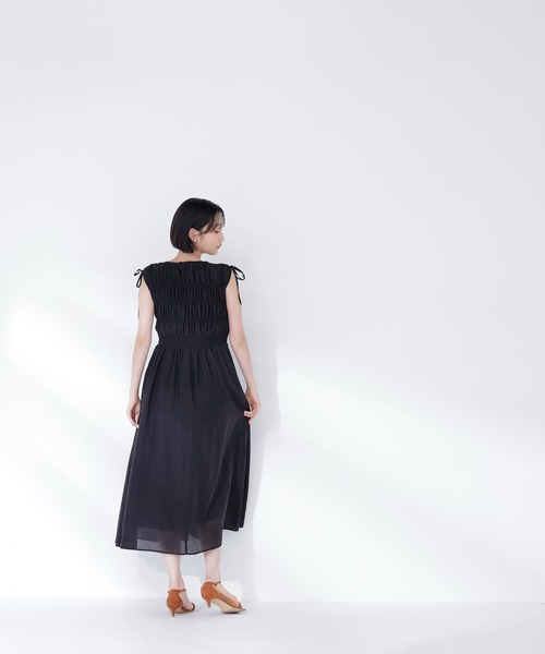 NATURAL BEAUTY BASIC(ナチュラルビューティーベーシック)の「◇シアーチェックギャザーワンピース(ワンピース・レディース・オレンジ/イエロー/ブラック・P/S/MEDIUM)」の12枚目の写真