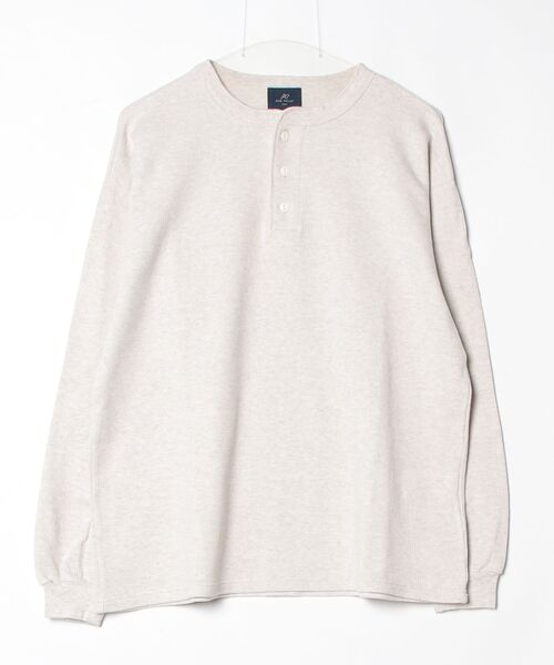 REMI RELIEF NAVY LABEL（レミレリーフネイビーレーベル）の「REMI RELIEF NAVY LABEL / レミレリーフ ネイビーレーベル：WタックヘンリーネックロンT：RN30389115AK[STD]（Tシャツ/カットソー・メンズ・ブラック/オフホワイト/オートミール・L/M）」の3枚目の写真