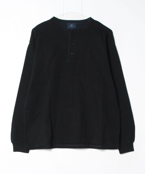 REMI RELIEF NAVY LABEL（レミレリーフネイビーレーベル）の「REMI RELIEF NAVY LABEL / レミレリーフ ネイビーレーベル：WタックヘンリーネックロンT：RN30389115AK[STD]（Tシャツ/カットソー・メンズ・ブラック/オフホワイト/オートミール・L/M）」の2枚目の写真