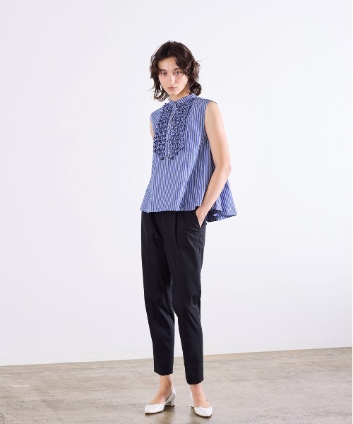 Marilyn Moon（マリリンムーン）の「modern tuck frill flare blouse（シャツ/ブラウス・レディース・ピンク/ホワイト/ブルー系その他/ライトブルー/ホワイト×ブルー・FREE）」の8枚目の写真