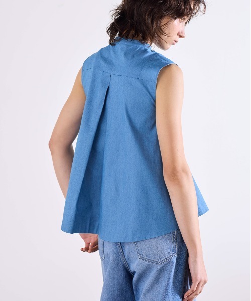 Marilyn Moon（マリリンムーン）の「modern tuck frill flare blouse（シャツ/ブラウス・レディース・ピンク/ホワイト/ブルー系その他/ライトブルー/ホワイト×ブルー・FREE）」の11枚目の写真