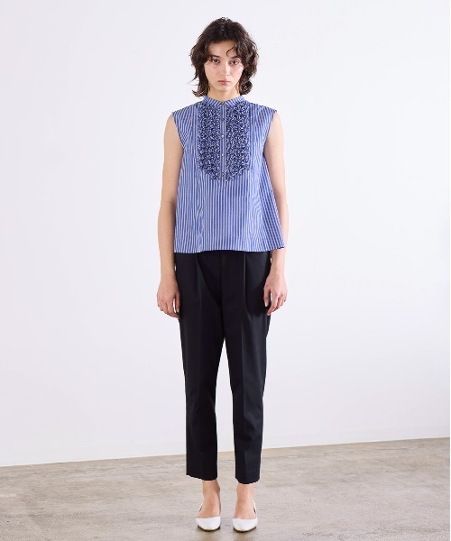 Marilyn Moon（マリリンムーン）の「modern tuck frill flare blouse（シャツ/ブラウス・レディース・ピンク/ホワイト/ブルー系その他/ライトブルー/ホワイト×ブルー・FREE）」の14枚目の写真