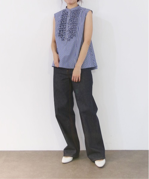 Marilyn Moon（マリリンムーン）の「modern tuck frill flare blouse（シャツ/ブラウス・レディース・ピンク/ホワイト/ブルー系その他/ライトブルー/ホワイト×ブルー・FREE）」の18枚目の写真