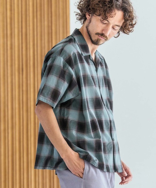 Magine（マージン）の「mhs2600-Open Collar Short Sleeve Check Shirt オープンカラーシャツ(MGN-261-036)（シャツ/ブラウス・メンズ・ブラック/ブルー/ホワイト・46/44/48）」の4枚目の写真