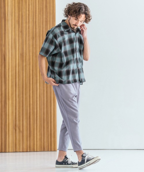 Magine（マージン）の「mhs2600-Open Collar Short Sleeve Check Shirt オープンカラーシャツ(MGN-261-036)（シャツ/ブラウス・メンズ・ブラック/ブルー/ホワイト・46/44/48）」の7枚目の写真