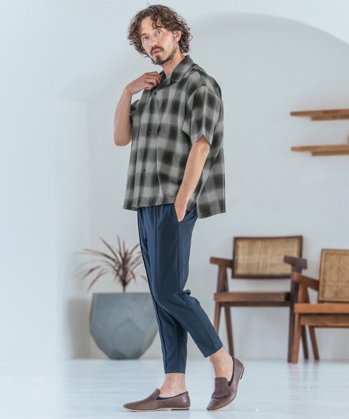 Magine（マージン）の「mhs2600-Open Collar Short Sleeve Check Shirt オープンカラーシャツ(MGN-261-036)（シャツ/ブラウス・メンズ・ブラック/ブルー/ホワイト・46/44/48）」の11枚目の写真