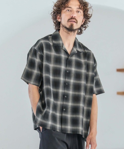 Magine（マージン）の「mhs2600-Open Collar Short Sleeve Check Shirt オープンカラーシャツ(MGN-261-036)（シャツ/ブラウス・メンズ・ブラック/ブルー/ホワイト・46/44/48）」の12枚目の写真