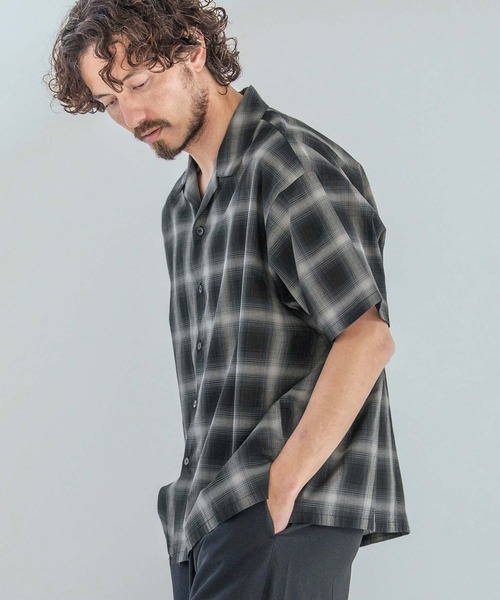 Magine（マージン）の「mhs2600-Open Collar Short Sleeve Check Shirt オープンカラーシャツ(MGN-261-036)（シャツ/ブラウス・メンズ・ブラック/ブルー/ホワイト・46/44/48）」の13枚目の写真