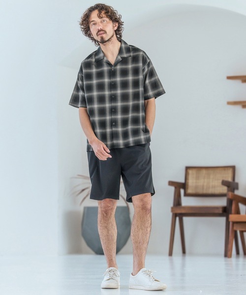 Magine（マージン）の「mhs2600-Open Collar Short Sleeve Check Shirt オープンカラーシャツ(MGN-261-036)（シャツ/ブラウス・メンズ・ブラック/ブルー/ホワイト・46/44/48）」の14枚目の写真
