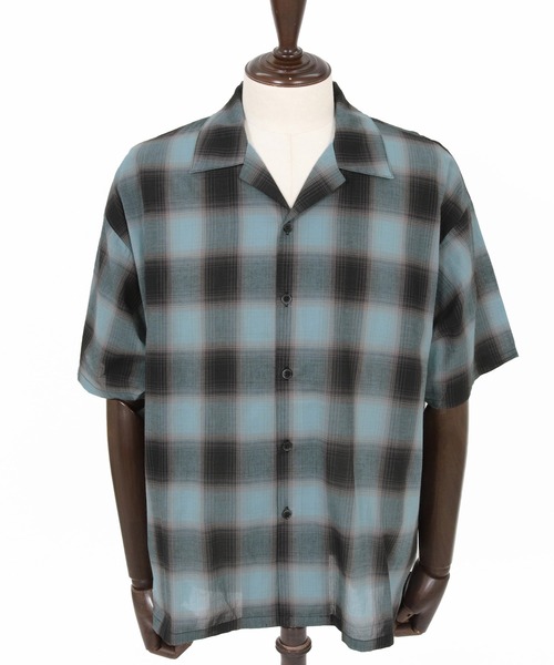 Magine（マージン）の「mhs2600-Open Collar Short Sleeve Check Shirt オープンカラーシャツ(MGN-261-036)（シャツ/ブラウス・メンズ・ブラック/ブルー/ホワイト・46/44/48）」の16枚目の写真