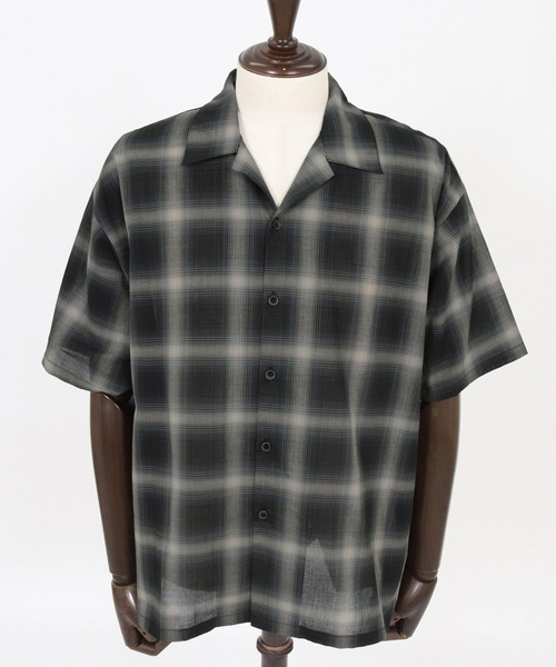 Magine（マージン）の「mhs2600-Open Collar Short Sleeve Check Shirt オープンカラーシャツ(MGN-261-036)（シャツ/ブラウス・メンズ・ブラック/ブルー/ホワイト・46/44/48）」の18枚目の写真