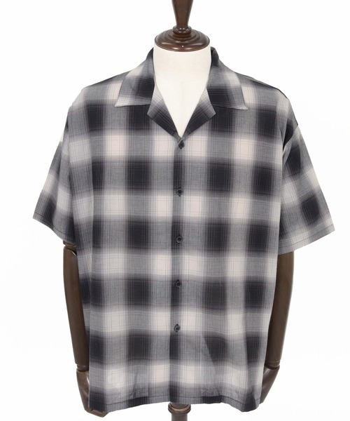 Magine（マージン）の「mhs2600-Open Collar Short Sleeve Check Shirt オープンカラーシャツ(MGN-261-036)（シャツ/ブラウス・メンズ・ブラック/ブルー/ホワイト・46/44/48）」の20枚目の写真