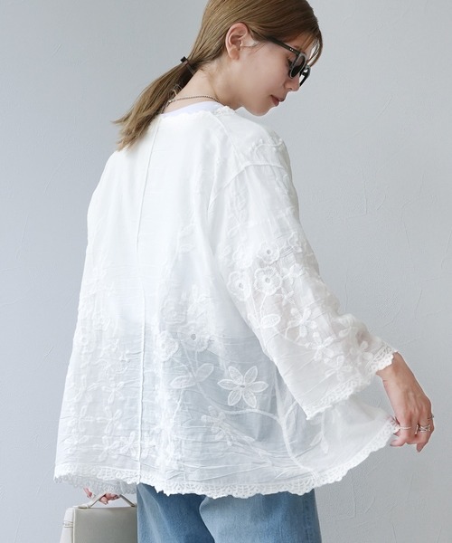 reca(レカ)の「レースシアーカーディガン(カーディガン/ボレロ・レディース・ブラック/ホワイト・M)」の8枚目の写真