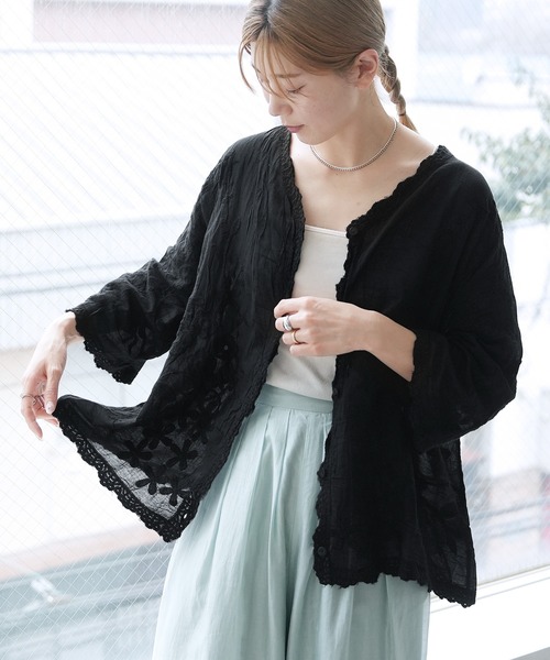 reca(レカ)の「レースシアーカーディガン(カーディガン/ボレロ・レディース・ブラック/ホワイト・M)」の13枚目の写真